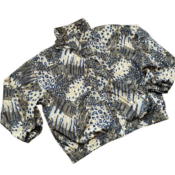 Active Studio Vintage Camo Pattern Jacket Size Extra Large Zip Front Elastic Hem - Picture 10 of 10